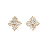 Piranesi 18k Rose Gold Fiore Small White Diamond Flower Earrings