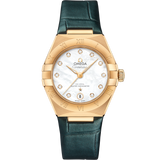 29 mm, yellow gold on leather strap