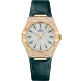 29 mm, yellow gold on leather strap