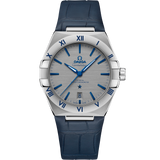 39 mm, steel on leather strap