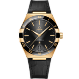 41 mm, yellow gold on leather strap