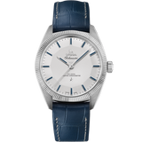 39 mm, platinum on leather strap