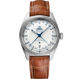 41 mm, steel on leather strap