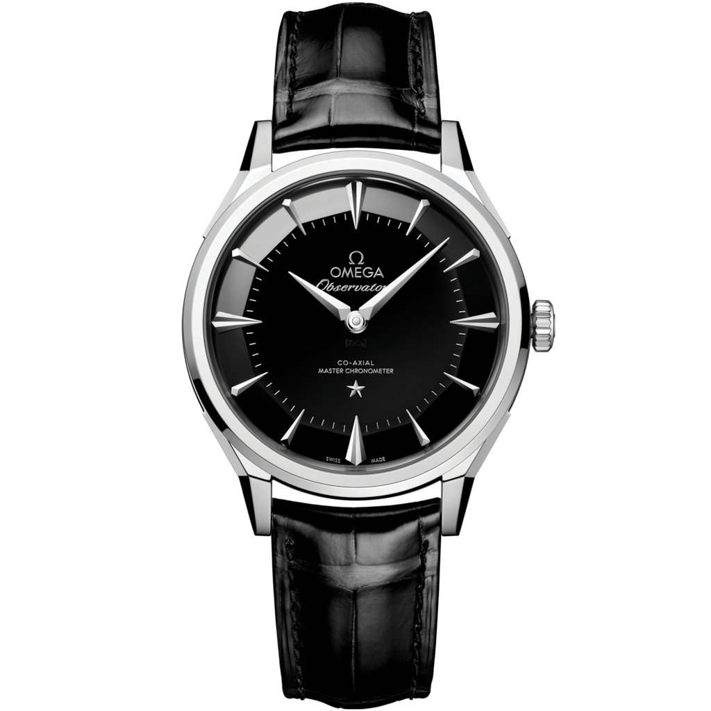 Omega 39.4 mm, O-MEGASTEEL on alligator 14013392101001