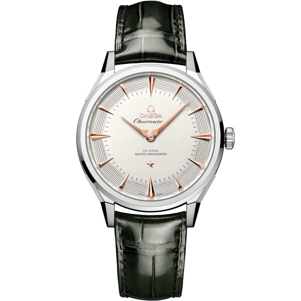 Omega 39.4 mm, O-MEGASTEEL on alligator 14013392102001