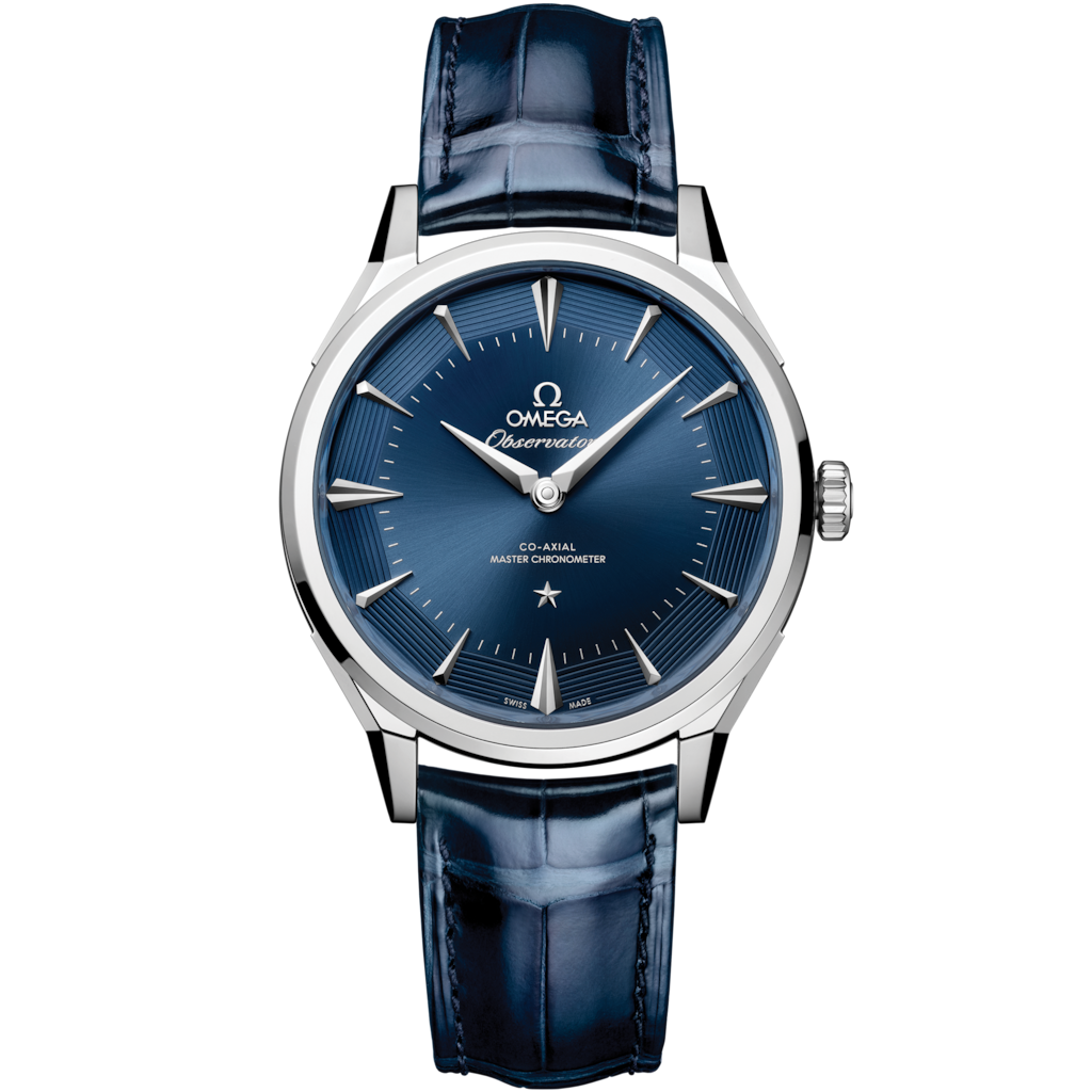 Omega 39.4 mm, O-MEGASTEEL on alligator 14013392103001