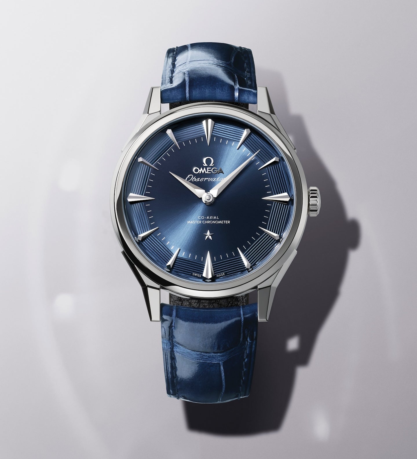 Omega 39.4 mm, O-MEGASTEEL on alligator 14013392103001