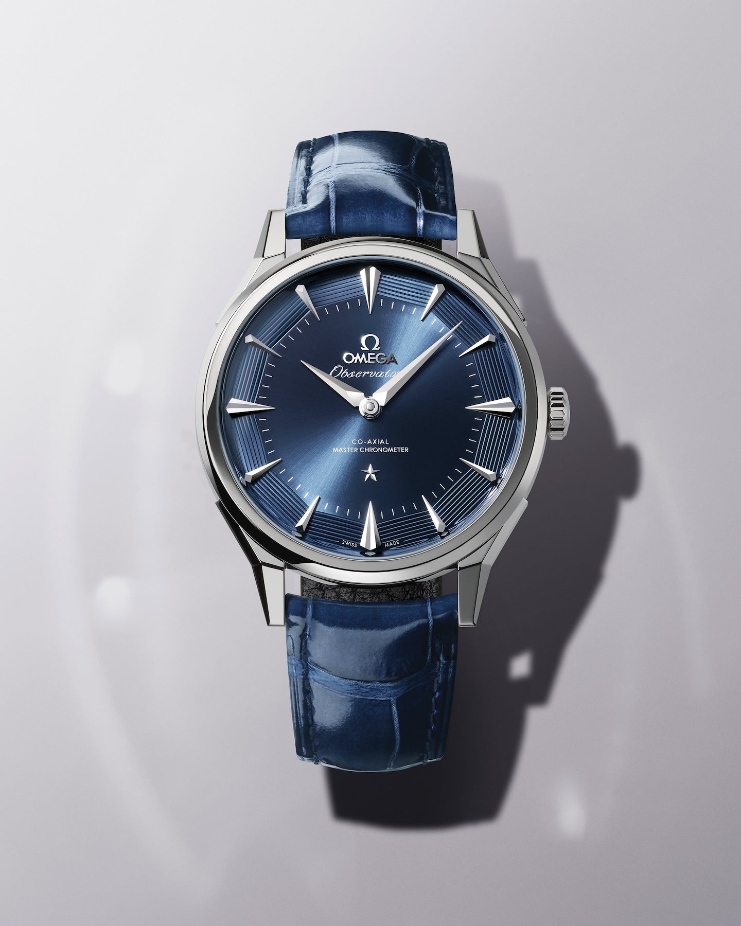 Omega 39.4 mm, O-MEGASTEEL on alligator 14013392103001