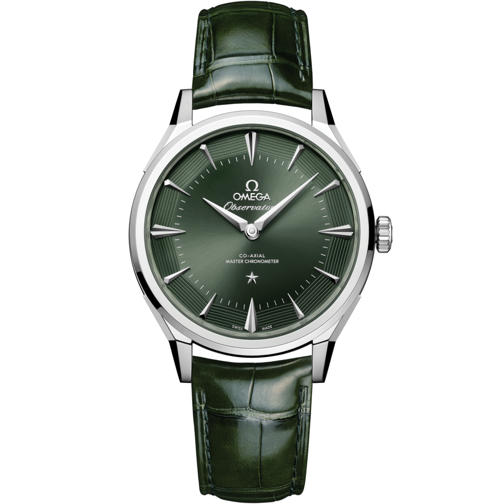Omega 39.4 mm, O-MEGASTEEL on alligator 14013392110001