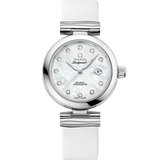 34 mm, steel on leather strap