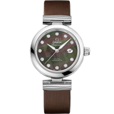 34 mm, steel on leather strap