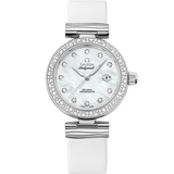 34 mm, steel on leather strap