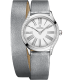 26 mm, steel on leather strap