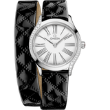 26 mm, steel on leather strap