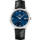 39.5 mm, steel on leather strap