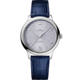 34 mm, steel on leather strap