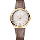 34 mm, steel - yellow gold on leather strap