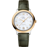 34 mm, steel - yellow gold on leather strap