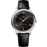 40 mm, steel on leather strap