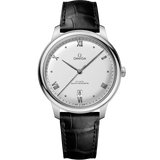 40 mm, steel on leather strap