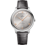 40 mm, steel on leather strap