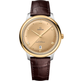 40 mm, steel - yellow gold on leather strap