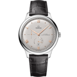 41 mm, steel on leather strap