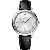 41 mm, steel on leather strap