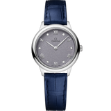 27.5 mm, steel on leather strap
