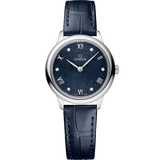 27.5 mm, steel on leather strap