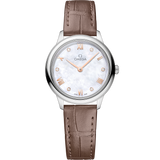 27.5 mm, steel on leather strap