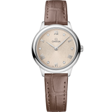 27.5 mm, steel on leather strap
