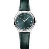 27.5 mm, steel on leather strap