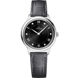 30 mm, steel on leather strap