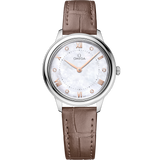 30 mm, steel on leather strap