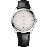 40 mm, steel on leather strap