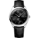 40 mm, steel on leather strap