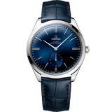 40 mm, steel on leather strap