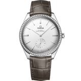 40 mm, steel on leather strap