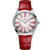 36 mm, steel on leather strap