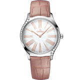 36 mm, steel on leather strap