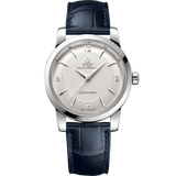 38 mm, steel on leather strap