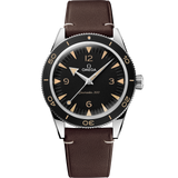41 mm, steel on leather strap