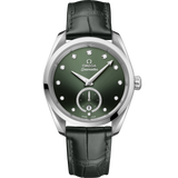 38 mm, steel on leather strap