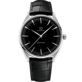 39.5 mm, platinum on leather strap