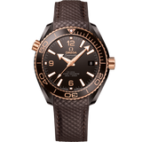 39.5 mm, brown ceramic on rubber strap