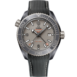 45.5 mm, grey ceramic on rubber strap