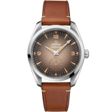 38 mm, steel on leather strap