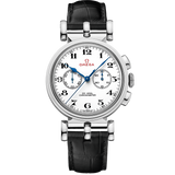 38 mm, white gold on leather strap