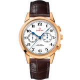 39 mm, pink gold on leather strap